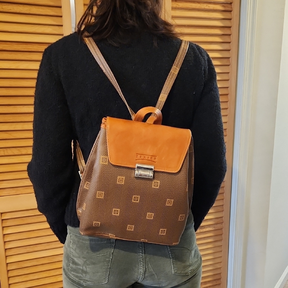 French Brown and Tan Backpack